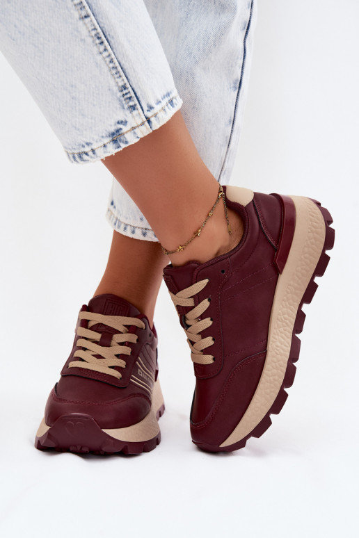 Baskets femmes bordeaux avec plateforme Big Star UU274041