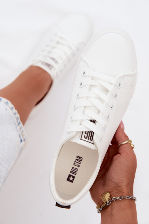 Baskets femmes blanches en simili cuir Big Star TT274960