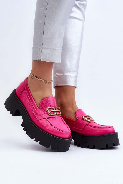 Mocassins pour femmes Zazoo 20164 en cuir naturel, rose