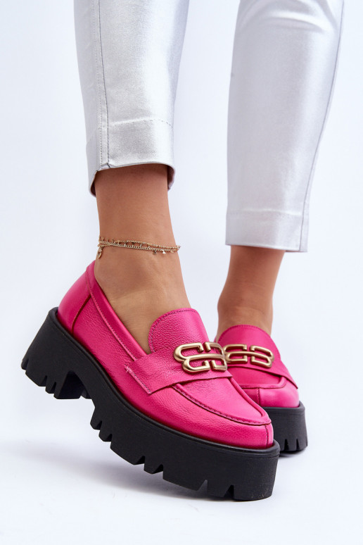 Mocassins pour femmes Zazoo 20164 en cuir naturel, rose