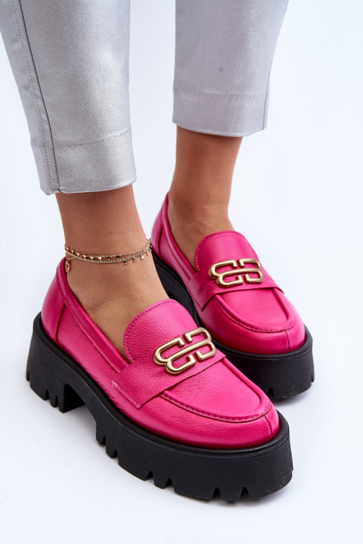 Mocassins pour femmes Zazoo 20164 en cuir naturel, rose