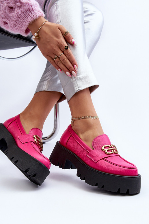 Mocassins pour femmes Zazoo 20164 en cuir naturel, rose