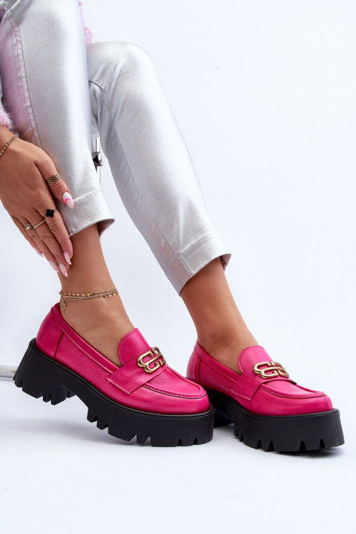 Mocassins pour femmes Zazoo 20164 en cuir naturel, rose