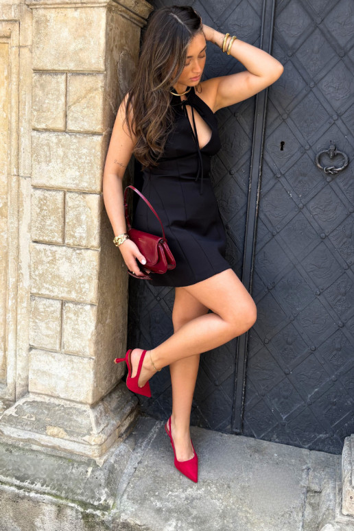 Sandales pour femmes à talons fins en suédine rouge Saria