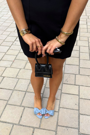 Chaussons pour femmes à talons fins et nœuds en suédine bleue Tai turignolia 2