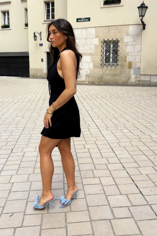 Chaussons pour femmes à talons fins et nœuds en suédine bleue Tai turignolia