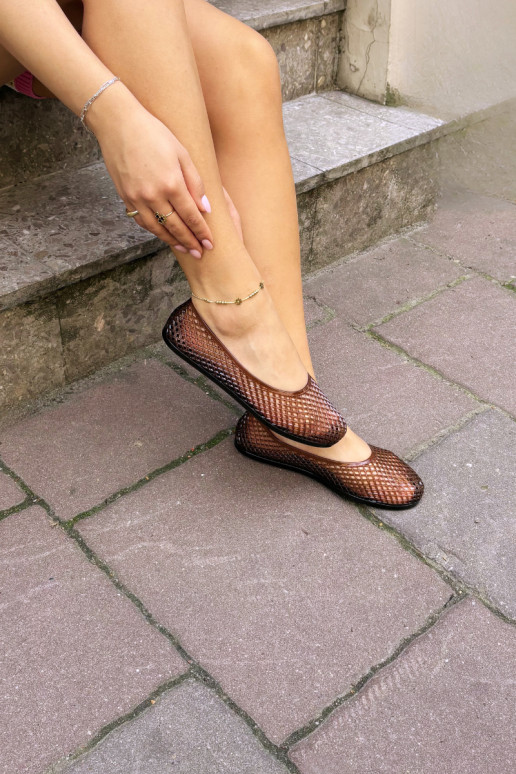 Ballerines en caoutchouc à lacets en marron Bonnita