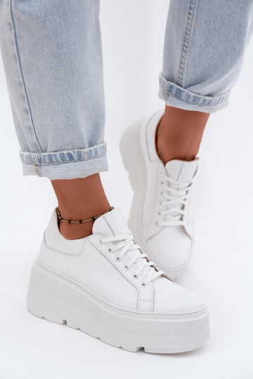 Baskets pour femmes avec plateforme en blanc Zazoo N1000S3 2