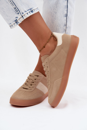 Baskets pour femmes en daim synthétique Big Star UU274009 en couleur sable 2