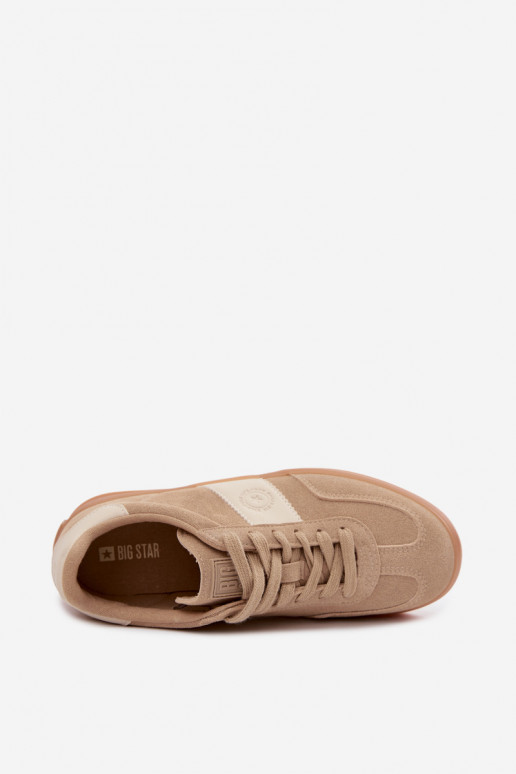Baskets pour femmes en daim synthétique Big Star UU274009 en couleur sable
