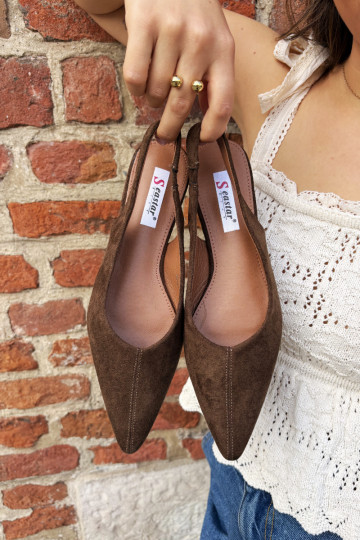 Ballerines avec talon ouvert en daim synthétique marron Merceria 2