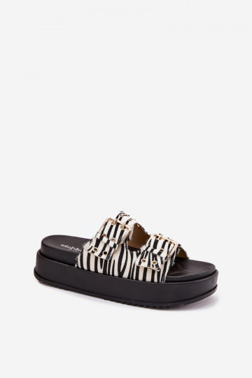 Chaussons dorés pour femmes avec boucles et plateforme Zebra Virvania