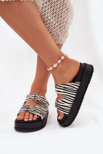 Chaussons dorés pour femmes avec boucles et plateforme Zebra Virvania 2