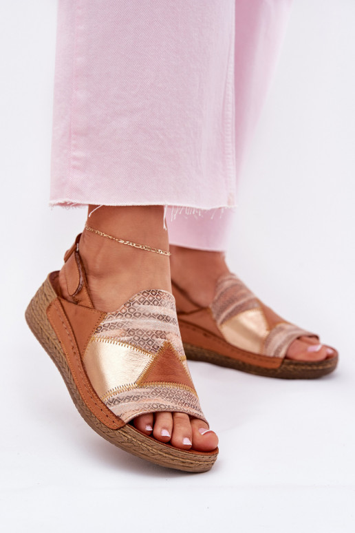 Sandales brunes pour femmes avec plateforme Braid Tai turiciejka L7067-29