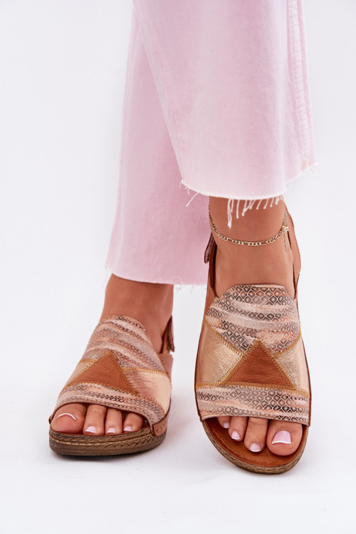 Sandales brunes pour femmes avec plateforme Braid Tai turiciejka L7067-29