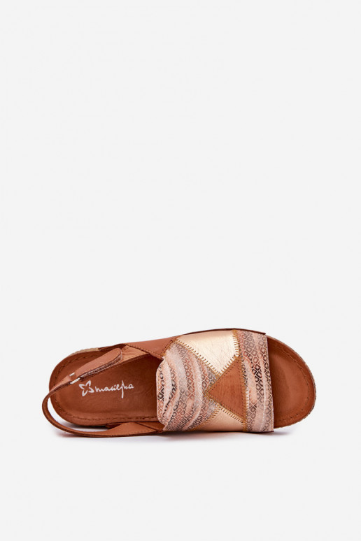 Sandales brunes pour femmes avec plateforme Braid Tai turiciejka L7067-29