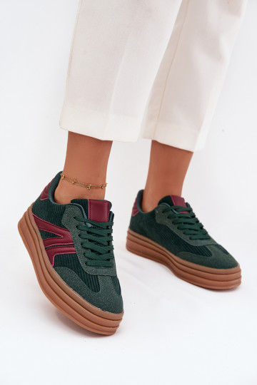 Chaussures de sport en velours vertes avec plateforme Skye 2