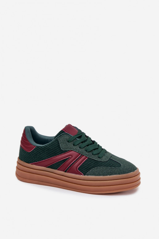 Chaussures de sport en velours vertes avec plateforme Skye