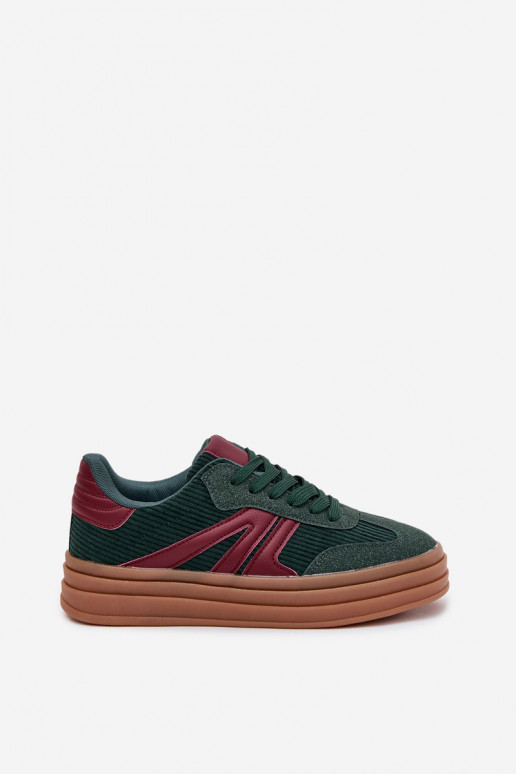 Chaussures de sport en velours vertes avec plateforme Skye