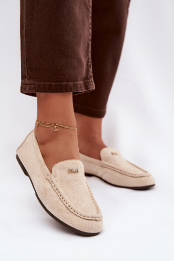 Mocassins beiges pour femmes avec détails dorés Sarivelle