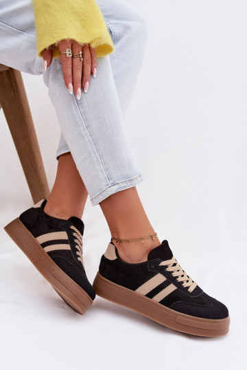 Chaussures de sport noires avec plateforme Giselia