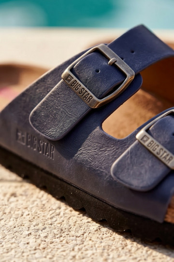 Pantoufles légères pour hommes avec boucles en simili cuir Big Star NN174530 couleur bleu marine 2