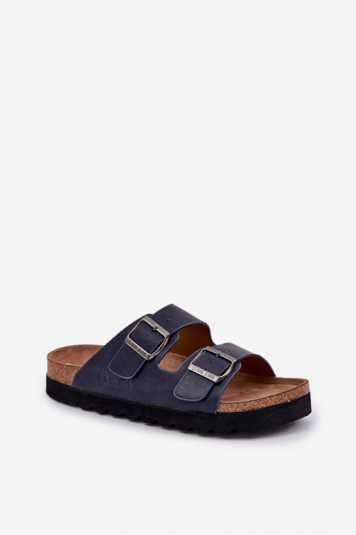 Pantoufles légères pour hommes avec boucles en simili cuir Big Star NN174530 couleur bleu marine