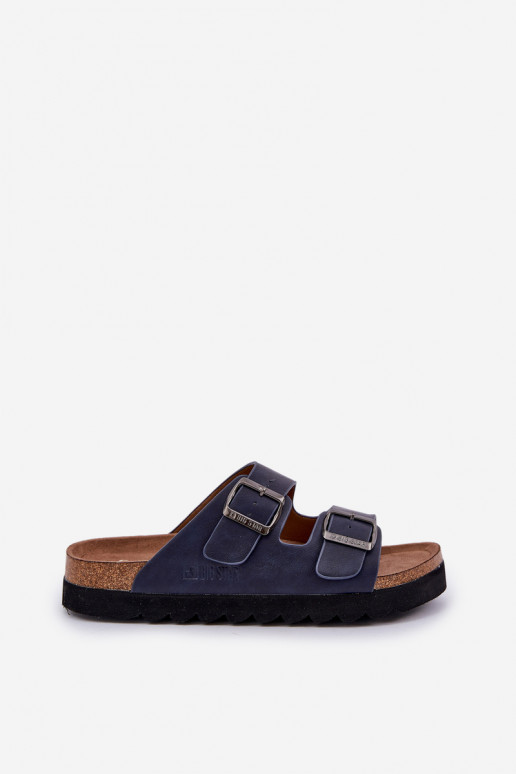 Pantoufles légères pour hommes avec boucles en simili cuir Big Star NN174530 couleur bleu marine