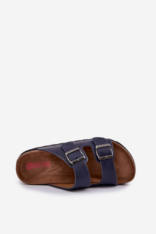 Pantoufles légères pour hommes avec boucles en simili cuir Big Star NN174530 couleur bleu marine