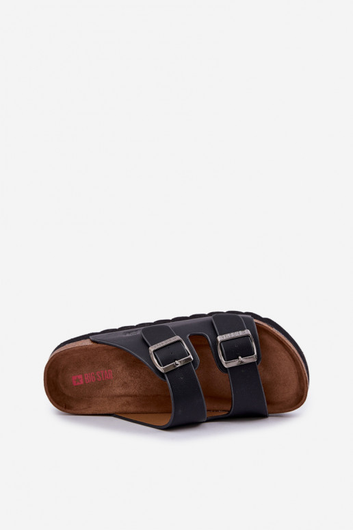Pantoufles légères pour hommes avec boucles en simili cuir Big Star NN174531 couleur noire