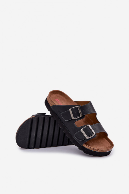 Pantoufles légères pour hommes avec boucles en simili cuir Big Star NN174531 couleur noire