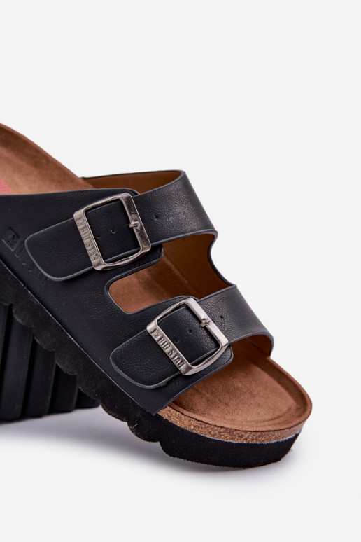Pantoufles légères pour hommes avec boucles en simili cuir Big Star NN174531 couleur noire