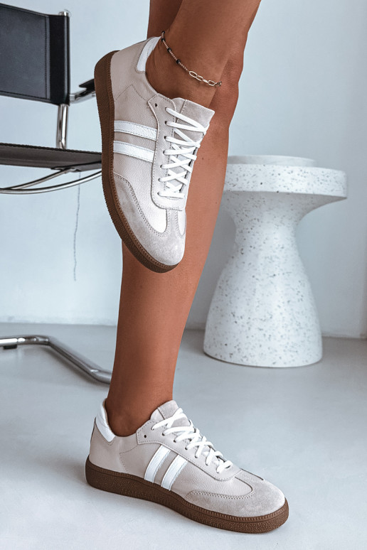 Baskets basses en cuir pour femmes Zazoo N1068 couleur sable