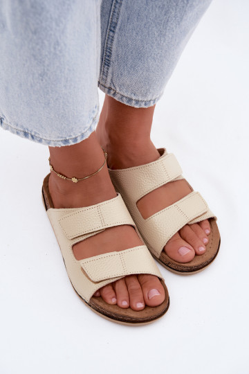 Pantoufles en cuir pour femmes ivoire Inblu AA0005GU