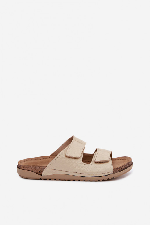 Pantoufles en cuir pour femmes ivoire Inblu AA0005GU