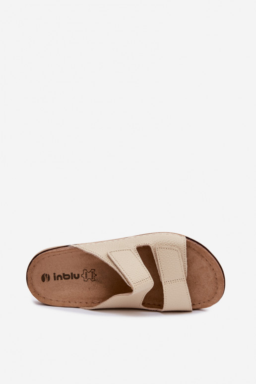 Pantoufles en cuir pour femmes ivoire Inblu AA0005GU