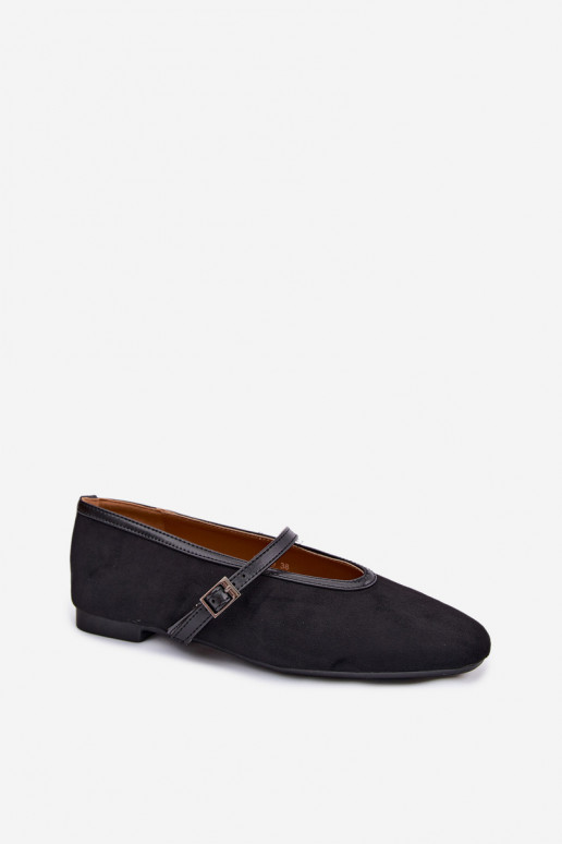 Ballerines noires avec des brides en daim synthétique Felora