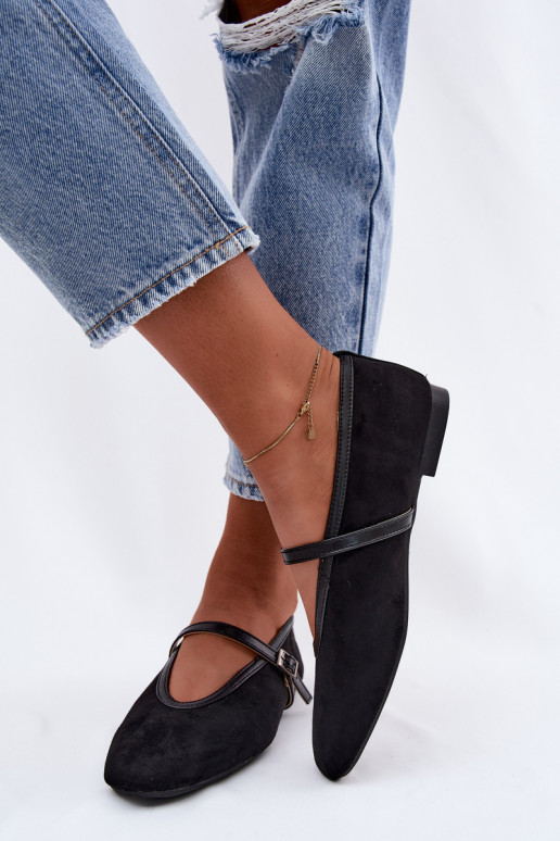 Ballerines noires avec des brides en daim synthétique Felora