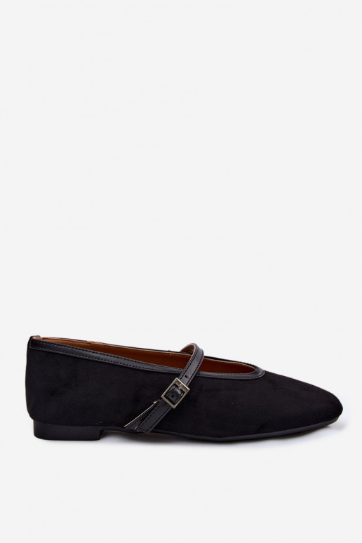 Ballerines noires avec des brides en daim synthétique Felora