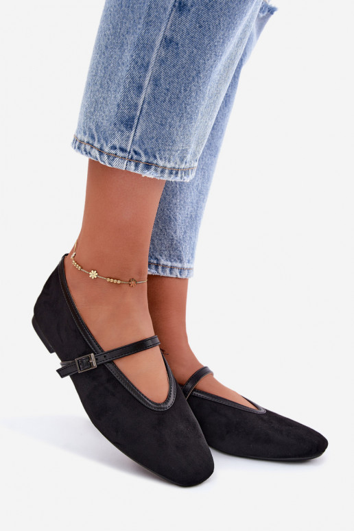 Ballerines noires avec des brides en daim synthétique Felora