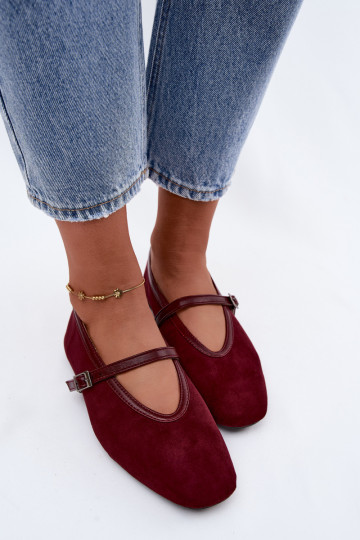 Ballerines bordeaux avec brides en daim synthétique Felora