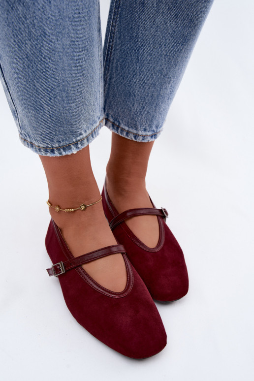 Ballerines bordeaux avec brides en daim synthétique Felora