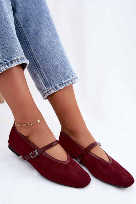 Ballerines bordeaux avec brides en daim synthétique Felora