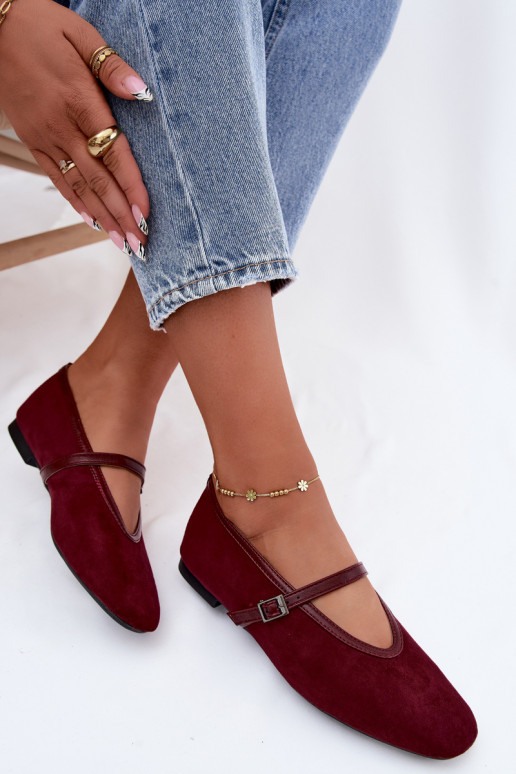 Ballerines bordeaux avec brides en daim synthétique Felora