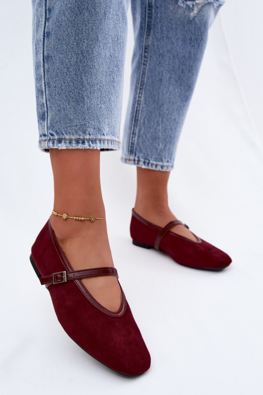 Ballerines bordeaux avec brides en daim synthétique Felora