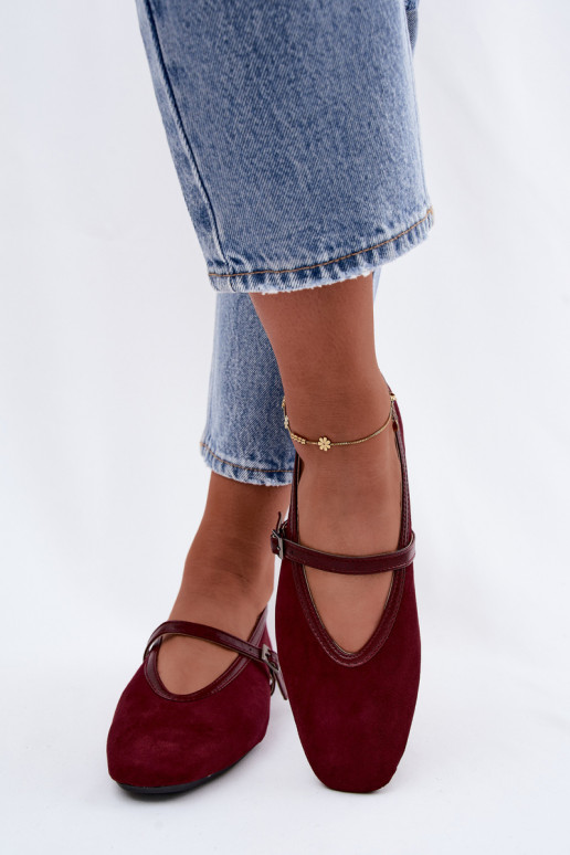 Ballerines bordeaux avec brides en daim synthétique Felora