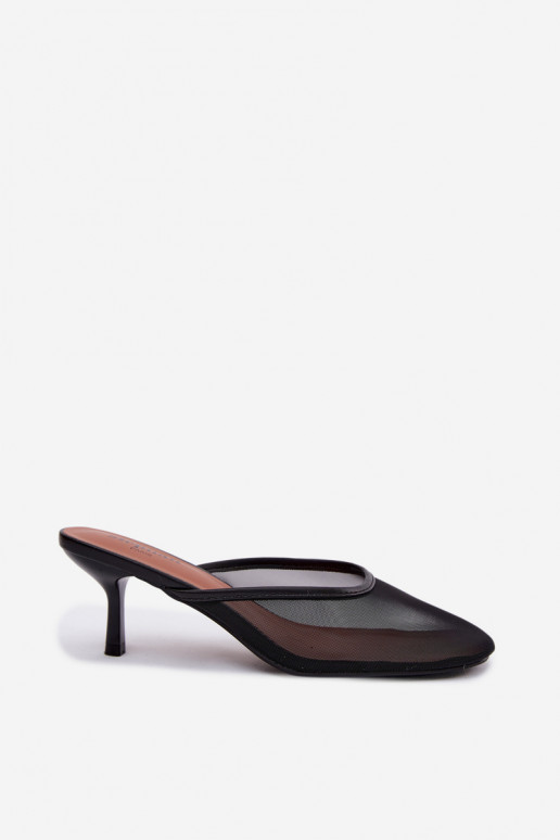 Chaussons en mesh noirs à talons fins Calmio