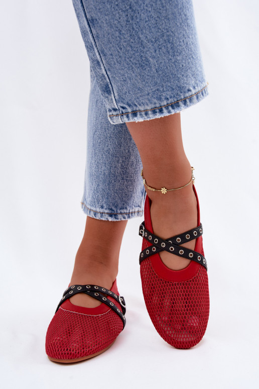 Ballerines en mesh rouges avec des brides Salliroe