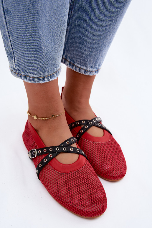 Ballerines en mesh rouges avec des brides Salliroe