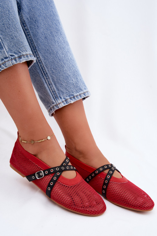 Ballerines en mesh rouges avec des brides Salliroe